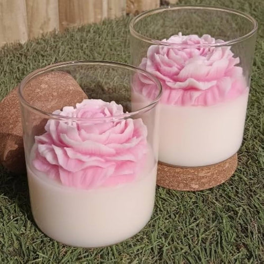 Glass Peony Wax Candle