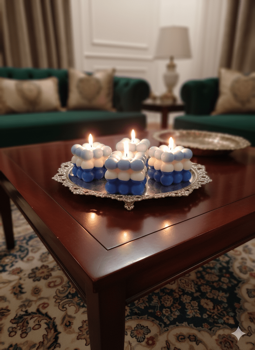 Bubble Natural Wax Candle 1pc - ALSWATI CRAFT