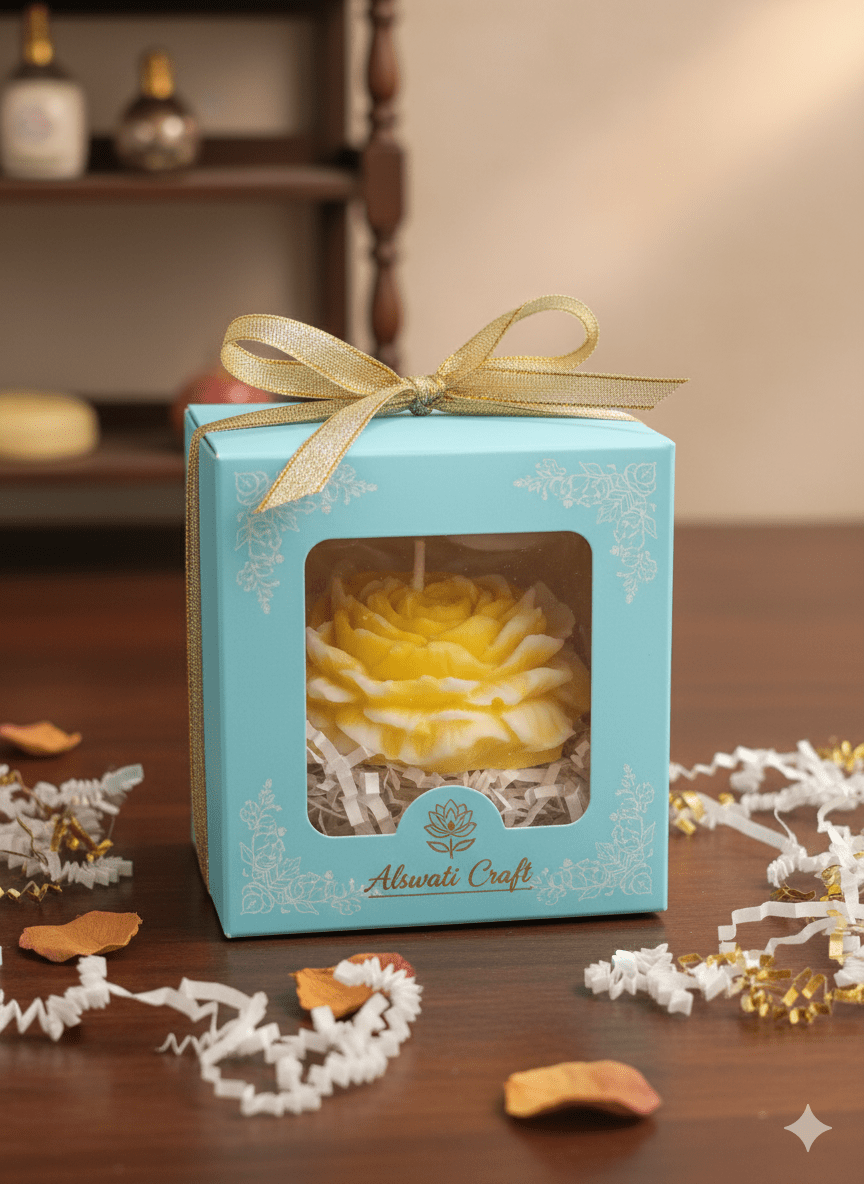 Peony flower Wax Candel 1pc - ALSWATI CRAFT