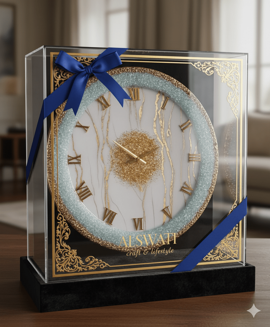 Premium Epoxy Resin Wall Clock | Designer Wall Clock for Bedroom & Office - ALSWATI CRAFTLuxury wall clock